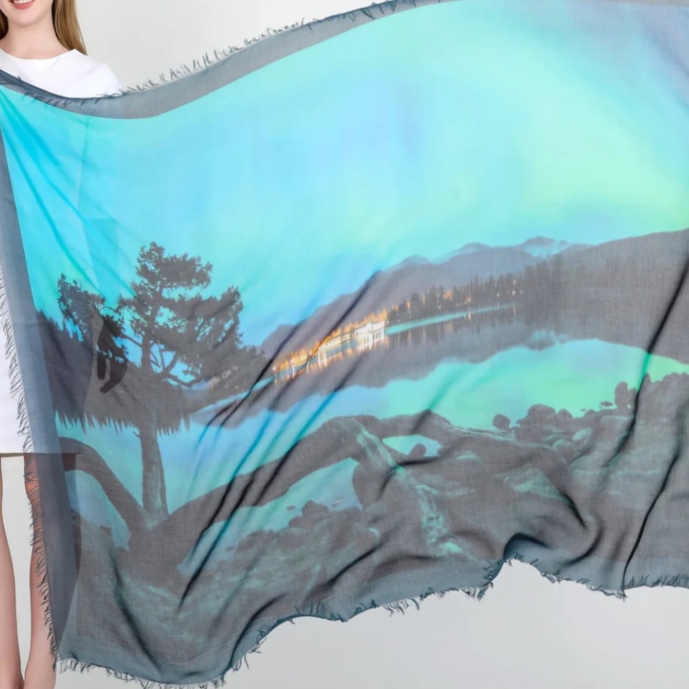 NWT Northern Lights Faith Based 140x180 cm Silk Modal Fringed Shawl Scarf